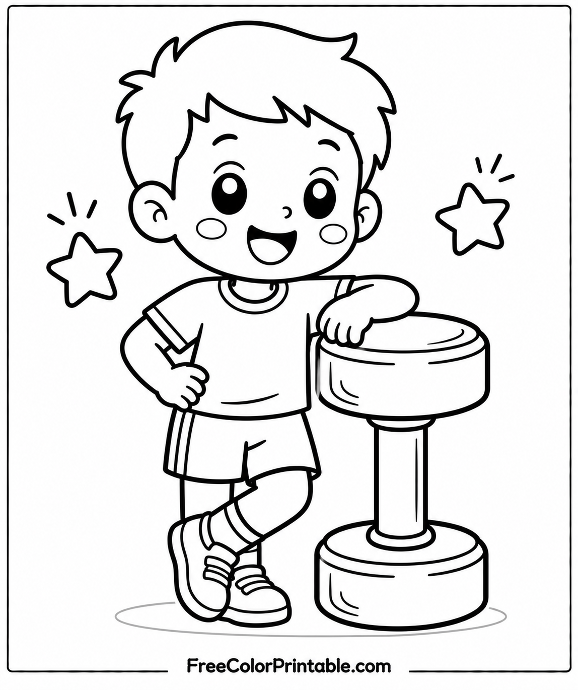 Fitness fun for kids to color Coloring Page — Free Printable — free printable coloring page